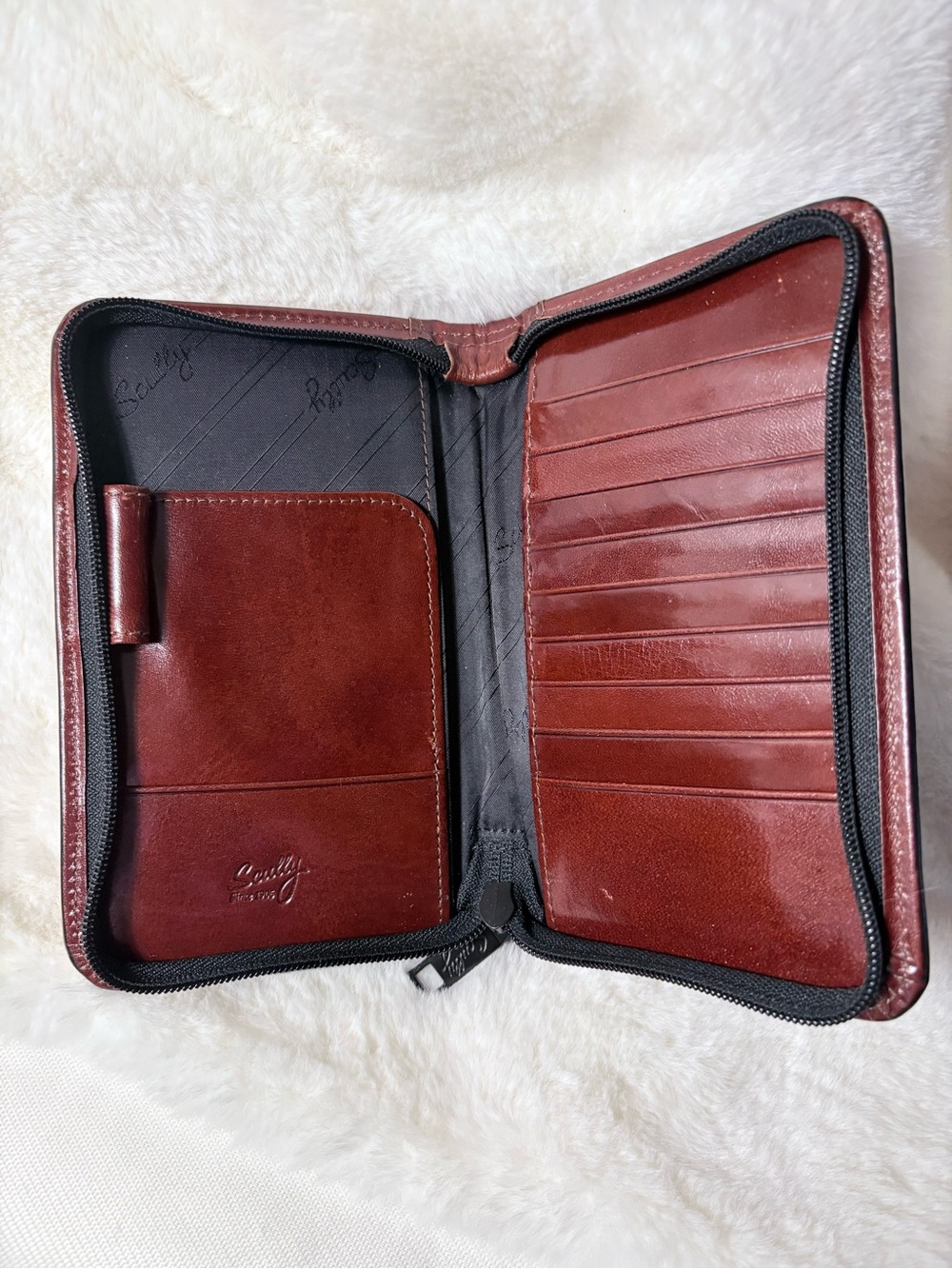 Scully Italian Leather Zip around organizer wallet portfolio